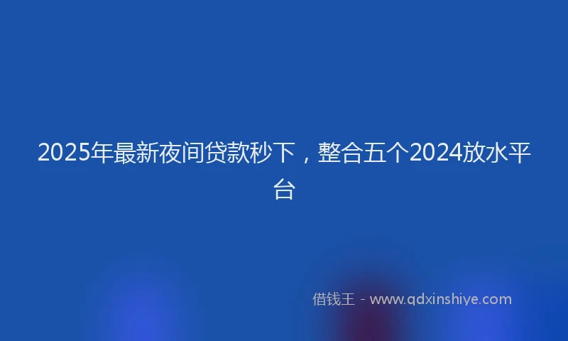 2025年最新夜间贷款秒下，整合五个2024放水平台