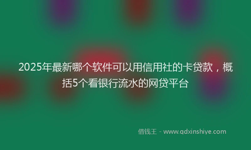 2025年最新哪个软件可以用信用社的卡贷款，概括5个看银行流水的网贷平台