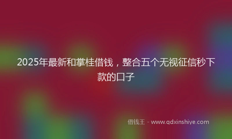 2025年最新和掌桂借钱，整合五个无视征信秒下款的口子