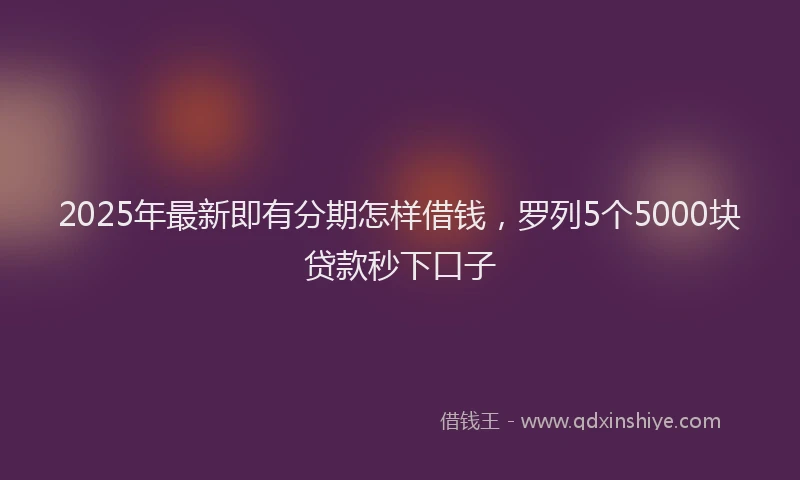 2025年最新即有分期怎样借钱，罗列5个5000块贷款秒下口子