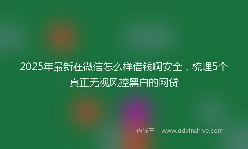 2025年最新在微信怎么样借钱啊安全，梳理5个真正无视风控黑白的网贷