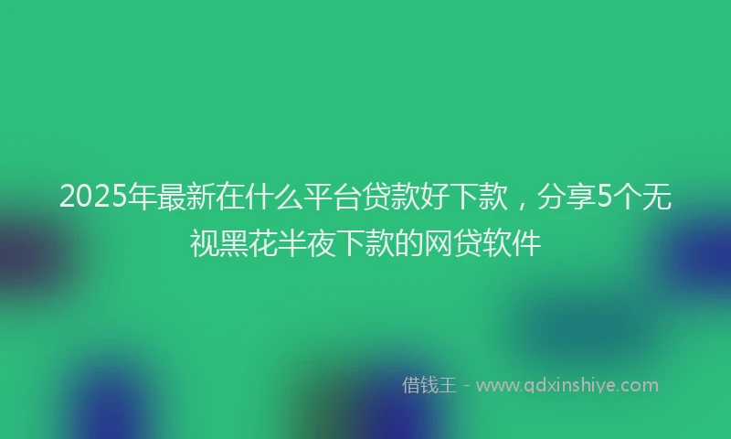 2025年最新在什么平台贷款好下款，分享5个无视黑花半夜下款的网贷软件