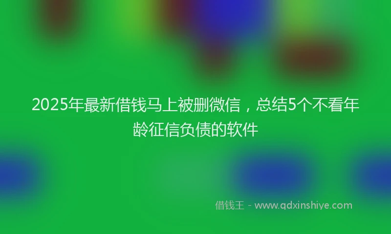2025年最新借钱马上被删微信，总结5个不看年龄征信负债的软件