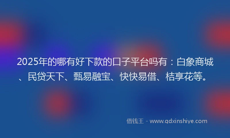 2025年的哪有好下款的口子平台吗有：白象商城、民贷天下、甄易融宝、快快易借、桔享花等。