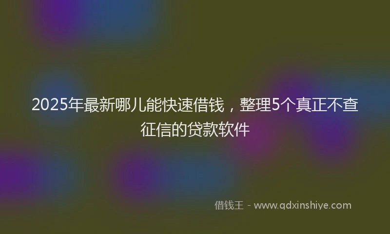 2025年最新哪儿能快速借钱，整理5个真正不查征信的贷款软件