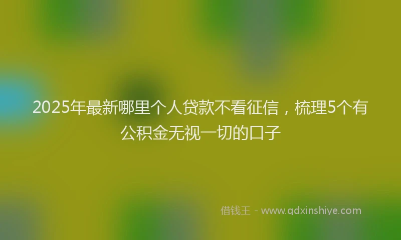 2025年最新哪里个人贷款不看征信，梳理5个有公积金无视一切的口子