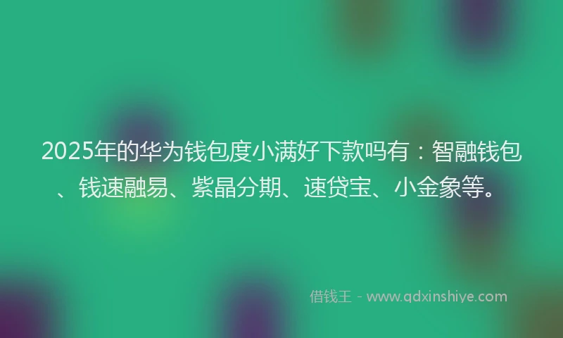 2025年的华为钱包度小满好下款吗有：智融钱包、钱速融易、紫晶分期、速贷宝、小金象等。