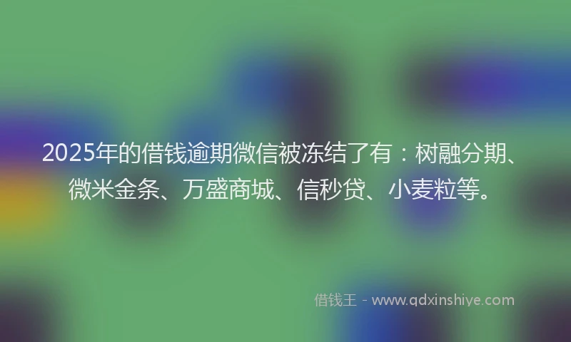 2025年的借钱逾期微信被冻结了有：树融分期、微米金条、万盛商城、信秒贷、小麦粒等。