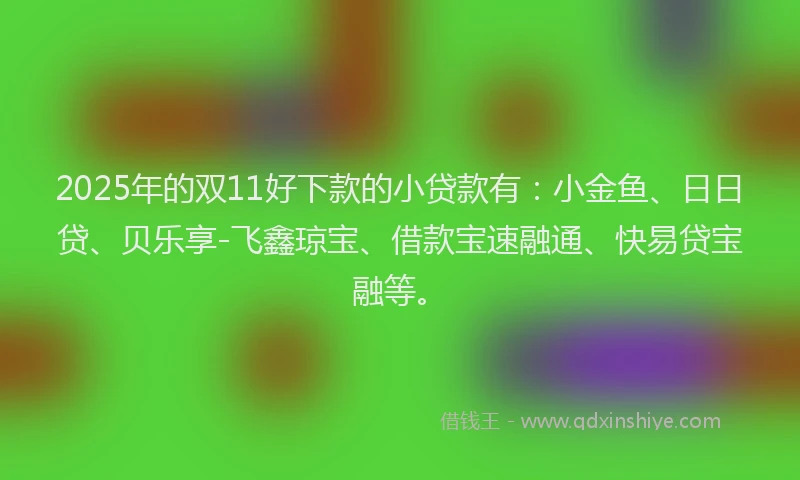 2025年的双11好下款的小贷款有：小金鱼、日日贷、贝乐享-飞鑫琼宝、借款宝速融通、快易贷宝融等。