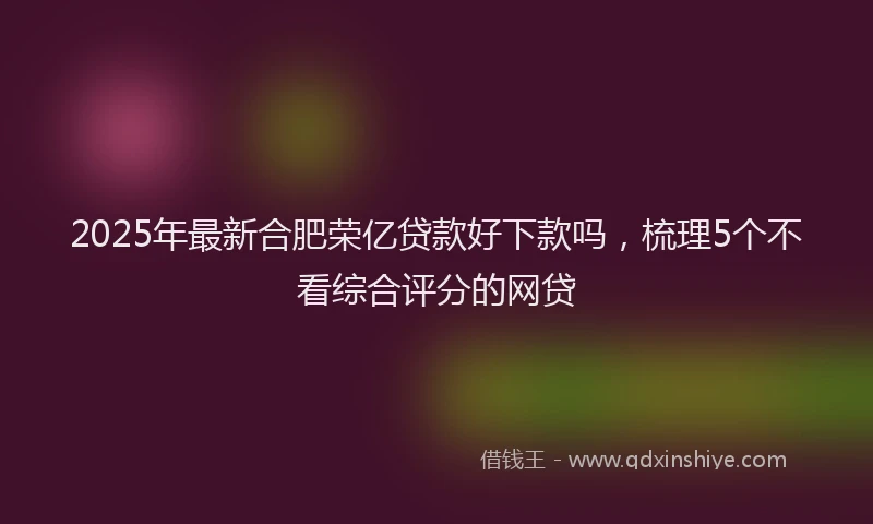 2025年最新合肥荣亿贷款好下款吗，梳理5个不看综合评分的网贷