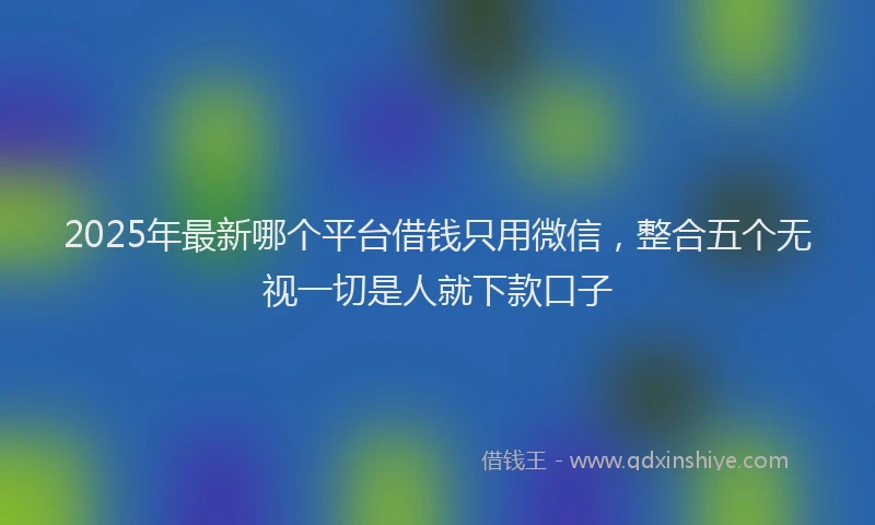 2025年最新哪个平台借钱只用微信，整合五个无视一切是人就下款口子