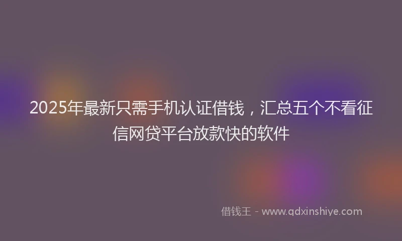 2025年最新只需手机认证借钱，汇总五个不看征信网贷平台放款快的软件