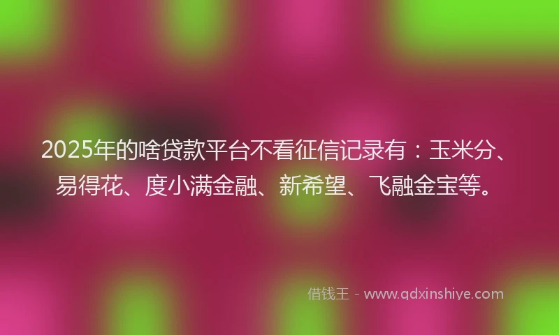 2025年的啥贷款平台不看征信记录有：玉米分、易得花、度小满金融、新希望、飞融金宝等。