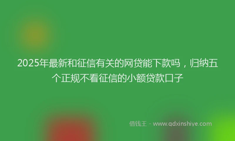 2025年最新和征信有关的网贷能下款吗，归纳五个正规不看征信的小额贷款口子