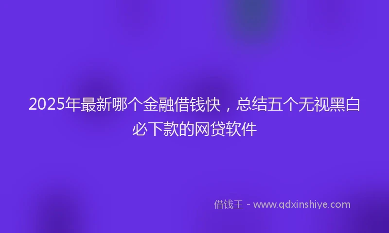 2025年最新哪个金融借钱快，总结五个无视黑白必下款的网贷软件