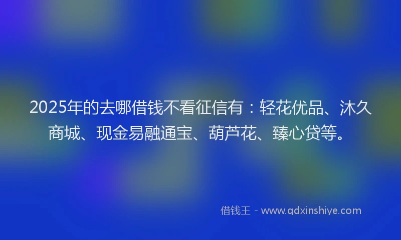 2025年的去哪借钱不看征信有：轻花优品、沐久商城、现金易融通宝、葫芦花、臻心贷等。