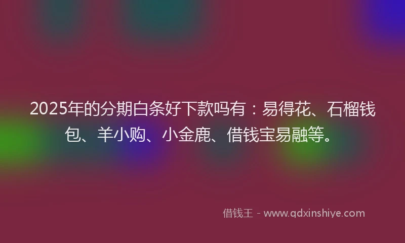 2025年的分期白条好下款吗有：易得花、石榴钱包、羊小购、小金鹿、借钱宝易融等。