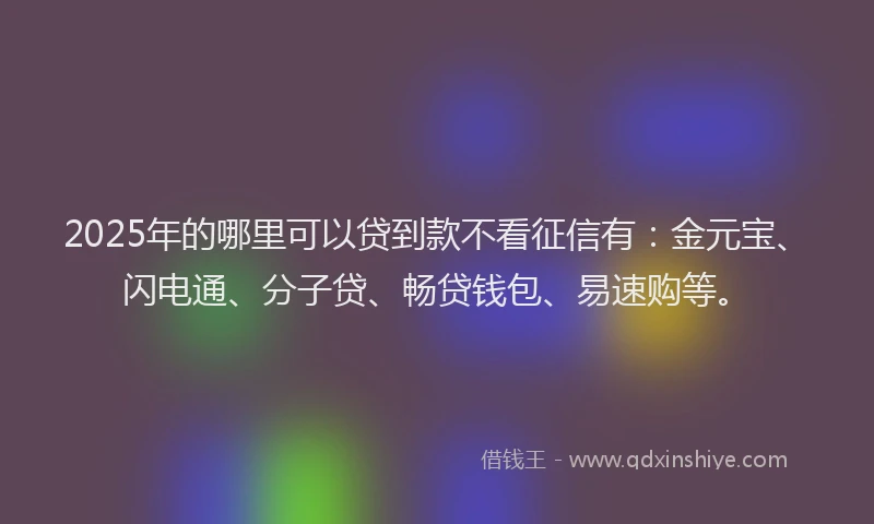 2025年的哪里可以贷到款不看征信有：金元宝、闪电通、分子贷、畅贷钱包、易速购等。