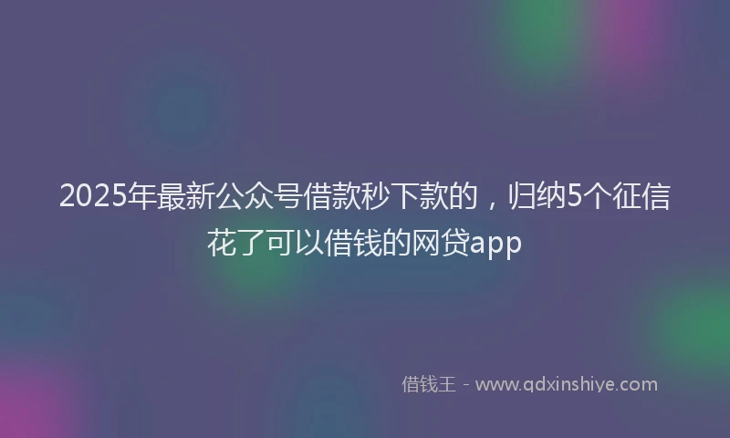2025年最新公众号借款秒下款的，归纳5个征信花了可以借钱的网贷app