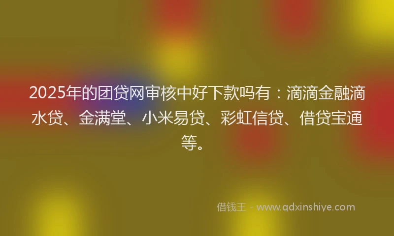2025年的团贷网审核中好下款吗有：滴滴金融滴水贷、金满堂、小米易贷、彩虹信贷、借贷宝通等。