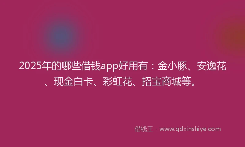 2025年的哪些借钱app好用有：金小豚、安逸花、现金白卡、彩虹花、招宝商城等。