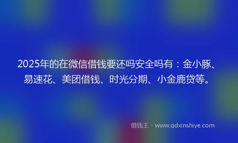 2025年的在微信借钱要还吗安全吗有：金小豚、易速花、美团借钱、时光分期、小金鹿贷等。