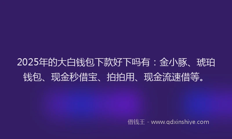 2025年的大白钱包下款好下吗有：金小豚、琥珀钱包、现金秒借宝、拍拍用、现金流速借等。
