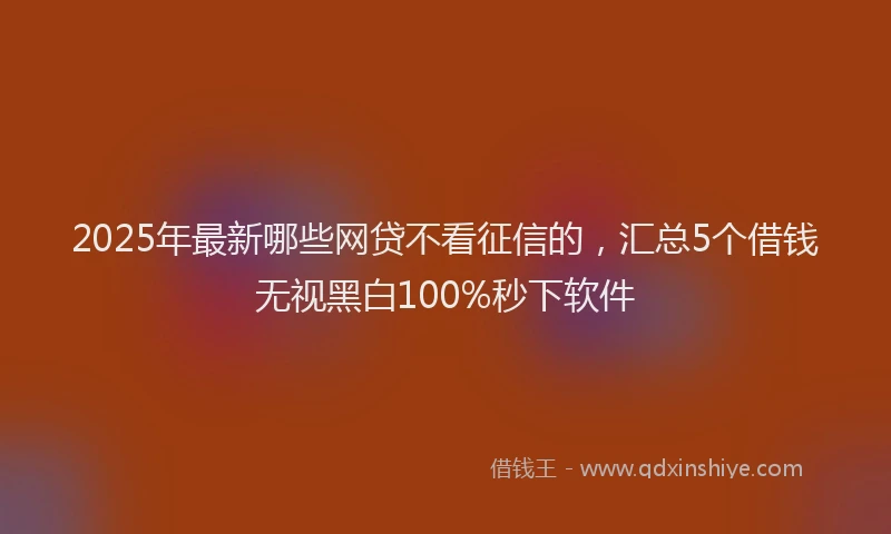 2025年最新哪些网贷不看征信的，汇总5个借钱无视黑白100%秒下软件