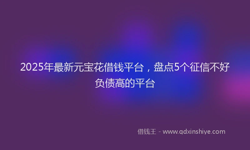 2025年最新元宝花借钱平台，盘点5个征信不好负债高的平台