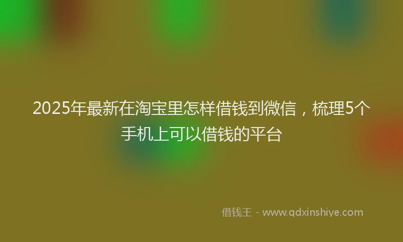 2025年最新在淘宝里怎样借钱到微信，梳理5个手机上可以借钱的平台