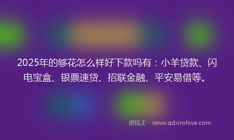 2025年的够花怎么样好下款吗有：小羊贷款、闪电宝盒、银票速贷、招联金融、平安易借等。