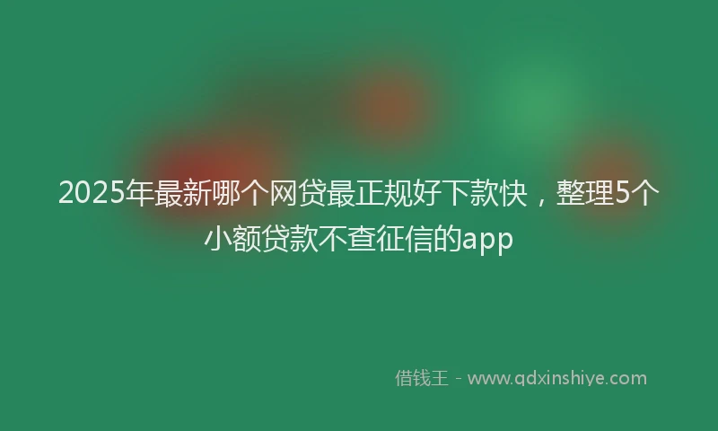 2025年最新哪个网贷最正规好下款快，整理5个小额贷款不查征信的app