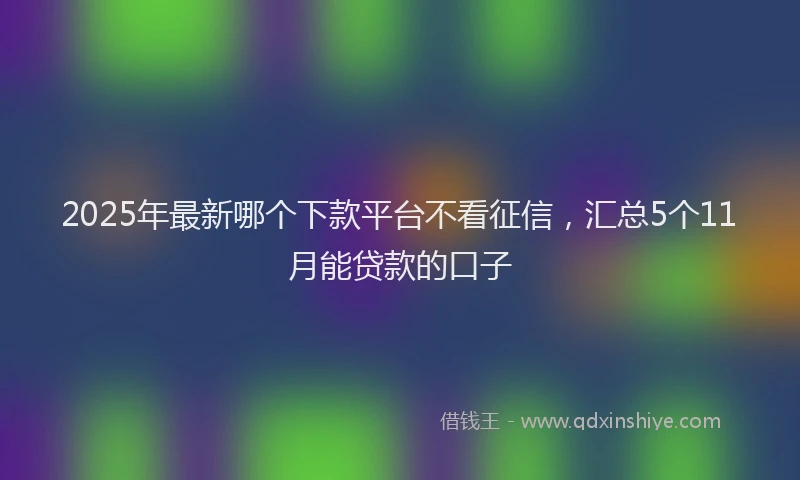 2025年最新哪个下款平台不看征信，汇总5个11月能贷款的口子
