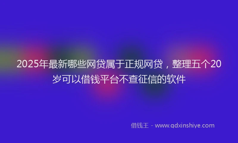 2025年最新哪些网贷属于正规网贷，整理五个20岁可以借钱平台不查征信的软件