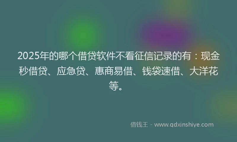 2025年的哪个借贷软件不看征信记录的有：现金秒借贷、应急贷、惠商易借、钱袋速借、大洋花等。