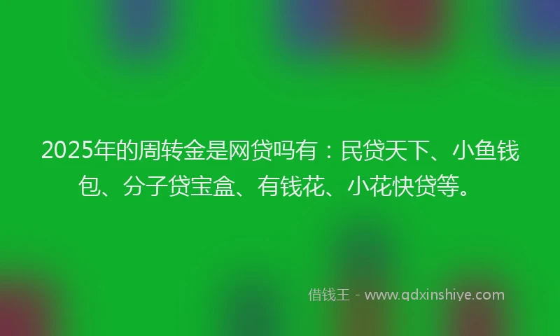 2025年的周转金是网贷吗有：民贷天下、小鱼钱包、分子贷宝盒、有钱花、小花快贷等。