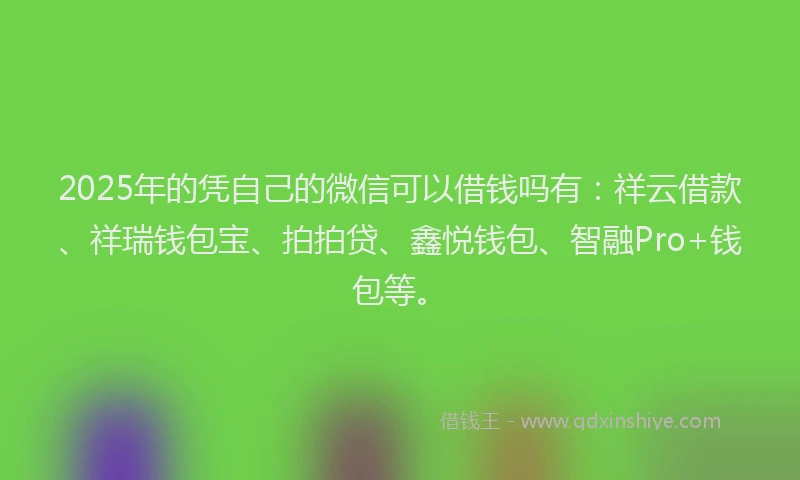 2025年的凭自己的微信可以借钱吗有：祥云借款、祥瑞钱包宝、拍拍贷、鑫悦钱包、智融Pro+钱包等。