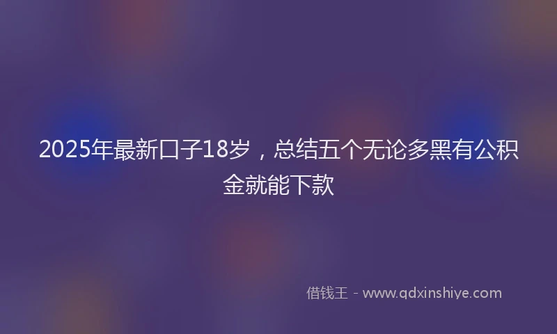 2025年最新口子18岁，总结五个无论多黑有公积金就能下款