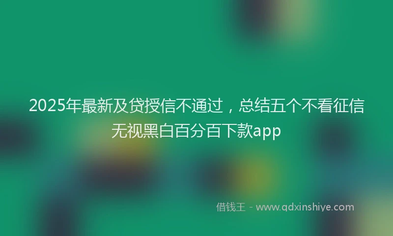 2025年最新及贷授信不通过，总结五个不看征信无视黑白百分百下款app