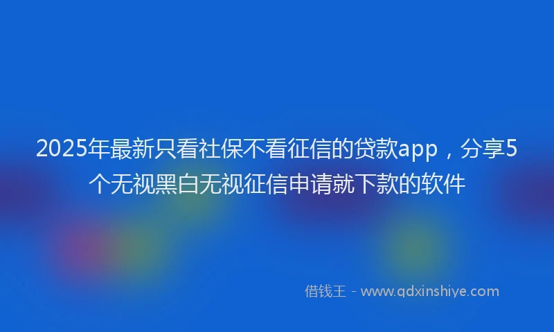 2025年最新只看社保不看征信的贷款app，分享5个无视黑白无视征信申请就下款的软件