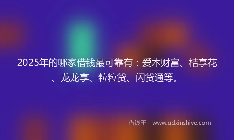 2025年的哪家借钱最可靠有：爱木财富、桔享花、龙龙享、粒粒贷、闪贷通等。