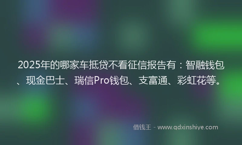 2025年的哪家车抵贷不看征信报告有：智融钱包、现金巴士、瑞信Pro钱包、支富通、彩虹花等。