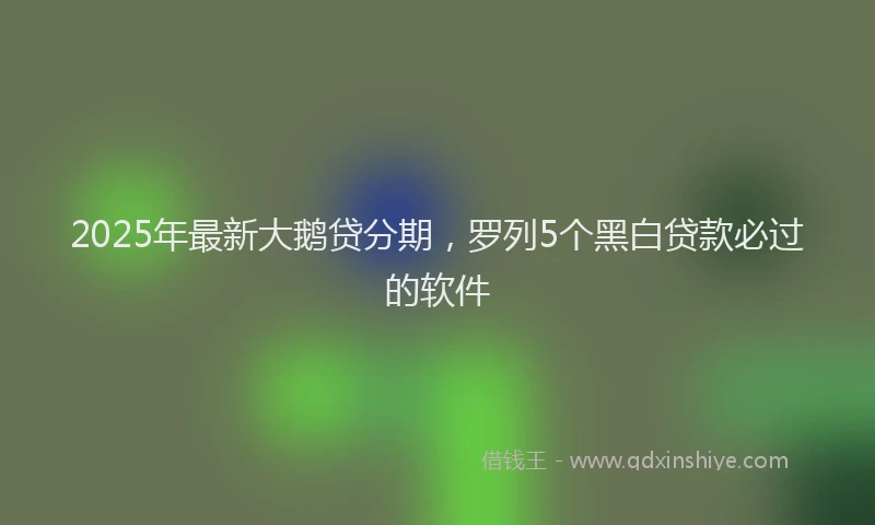 2025年最新大鹅贷分期，罗列5个黑白贷款必过的软件