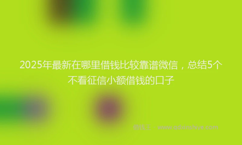 2025年最新在哪里借钱比较靠谱微信，总结5个不看征信小额借钱的口子