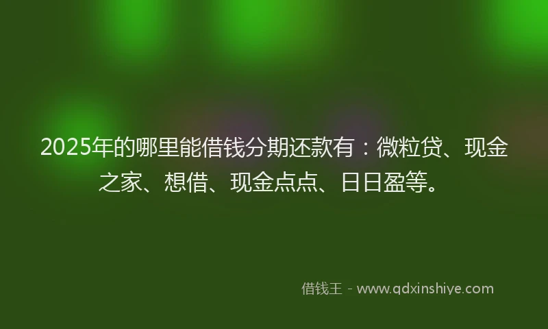 2025年的哪里能借钱分期还款有：微粒贷、现金之家、想借、现金点点、日日盈等。