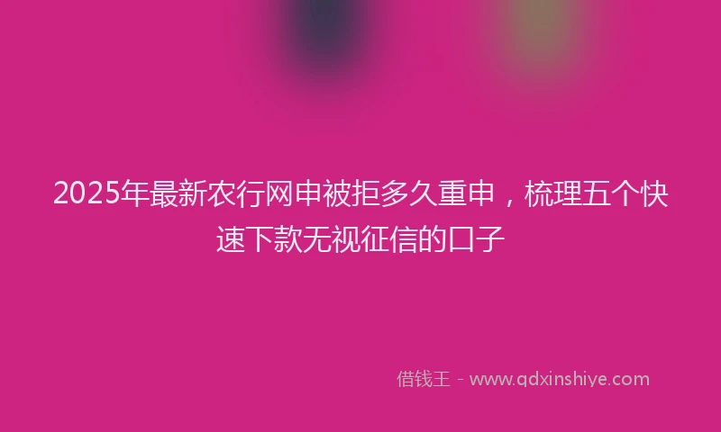 2025年最新农行网申被拒多久重申，梳理五个快速下款无视征信的口子