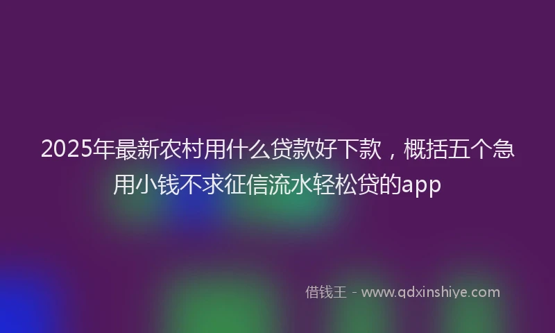 2025年最新农村用什么贷款好下款，概括五个急用小钱不求征信流水轻松贷的app