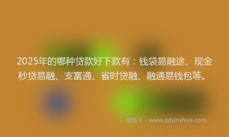 2025年的哪种贷款好下款有：钱袋易融途、现金秒贷易融、支富通、省时贷融、融通易钱包等。
