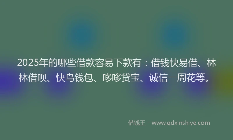 2025年的哪些借款容易下款有：借钱快易借、林林借呗、快鸟钱包、哆哆贷宝、诚信一周花等。