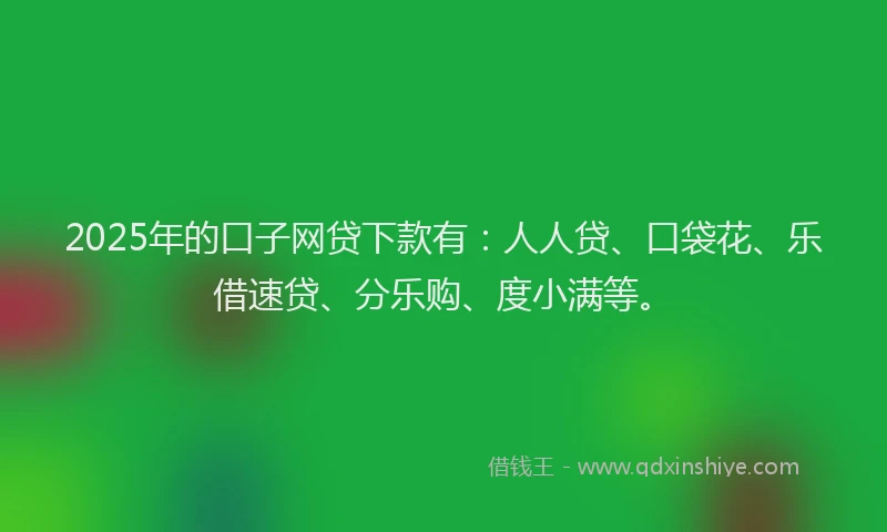 2025年的口子网贷下款有：人人贷、口袋花、乐借速贷、分乐购、度小满等。